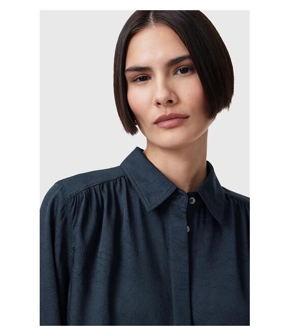 Πουκάμισο AllSaints AGGIE χρώμα: ναυτικό μπλε, W039PC