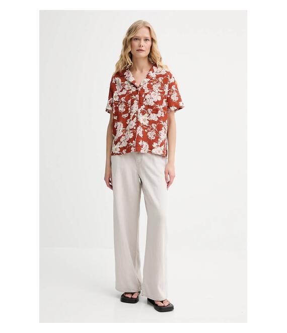 Πουκάμισο από λινό Levi's SONNY CAMP SHIRT χρώμα: πορτοκαλί, 001HO