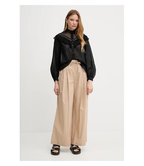Βαμβακερό πουκάμισο Weekend Max Mara χρώμα: μαύρο, 2515111013600
