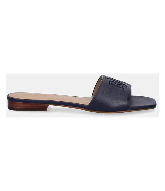 Δερμάτινες παντόφλες Lauren Ralph Lauren Everley Sld γυναικείες, χρώμα: ναυτικό μπλε, 802959143003