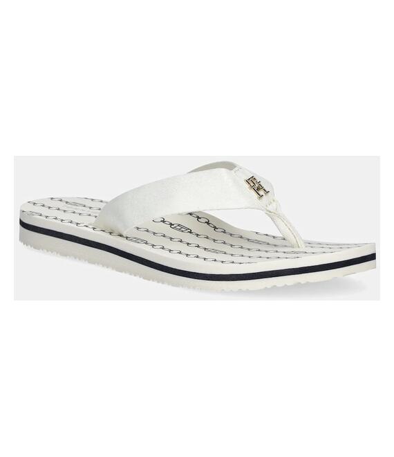 Σαγιονάρες Tommy Hilfiger TH CHAIN PRINT BEACH SANDAL χρώμα: μπεζ, FW0FW08514