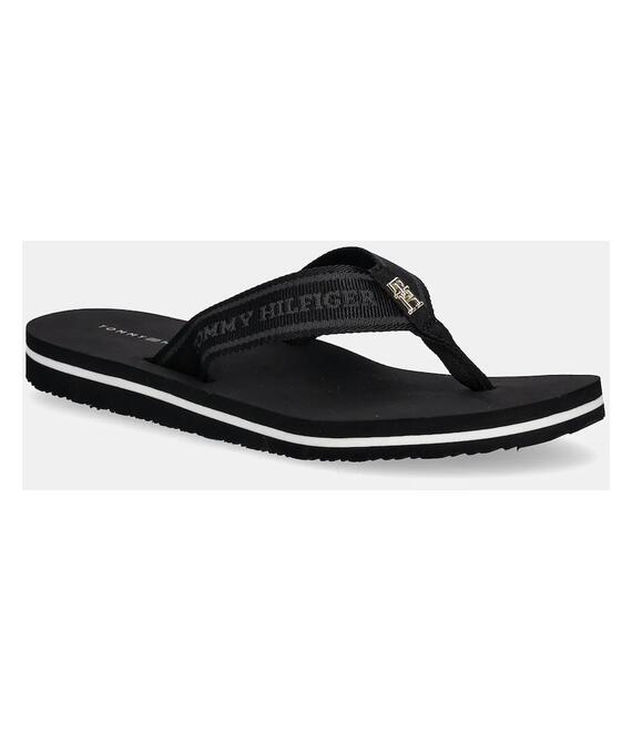 Σαγιονάρες Tommy Hilfiger HILFIGER WEBBING BEACH SANDAL χρώμα: μαύρο, FW0FW08515