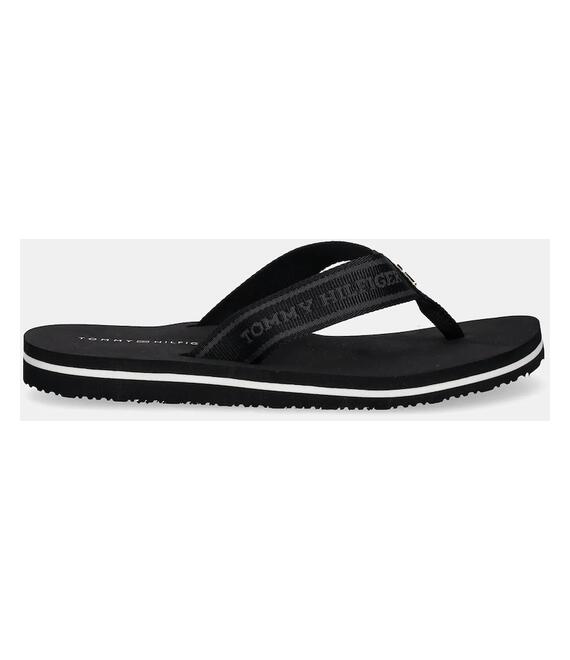 Σαγιονάρες Tommy Hilfiger HILFIGER WEBBING BEACH SANDAL χρώμα: μαύρο, FW0FW08515