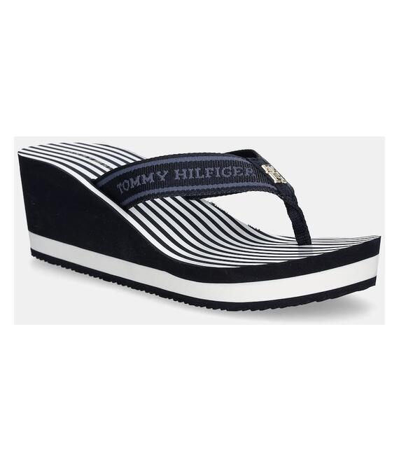 Σαγιονάρες Tommy Hilfiger TH STRIPES WEDGE BEACH SANDAL χρώμα: ναυτικό μπλε, FW0FW08521