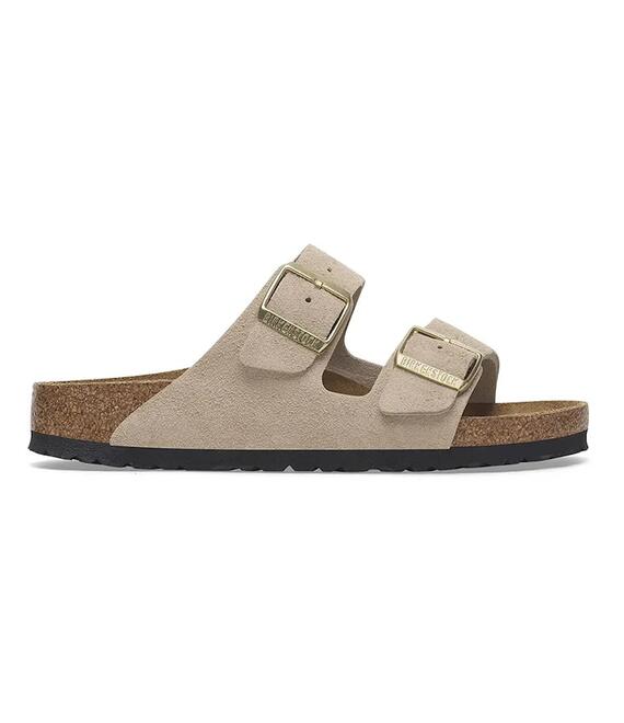 Παντόφλες σουέτ Birkenstock Arizona γυναικείες, χρώμα: μπεζ, 1029260