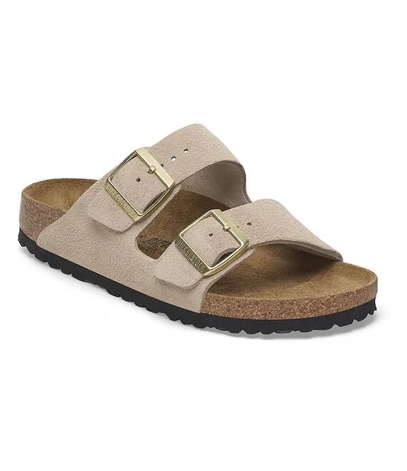Παντόφλες σουέτ Birkenstock Arizona γυναικείες, χρώμα: μπεζ, 1029260
