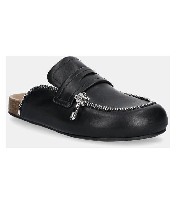 Δερμάτινες παντόφλες JW Anderson Biker Loafer γυναικείες, χρώμα: μαύρο, LF0071 LA0268 999