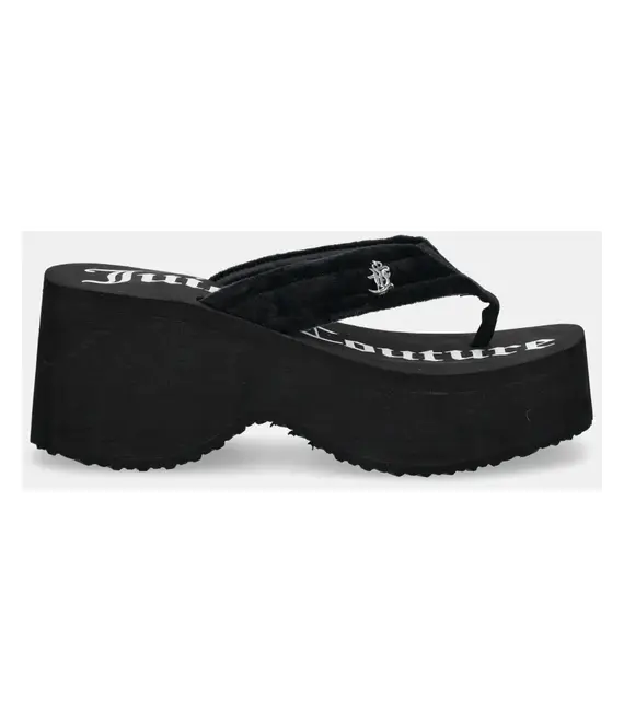 Σαγιονάρες Juicy Couture WHITNEY VELOUR Y2K WEDGE χρώμα: μαύρο, JCFSAN225009