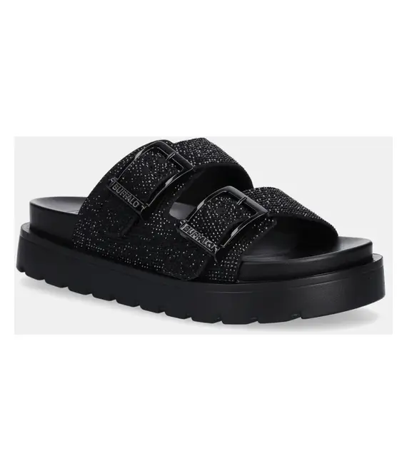 Παντόφλες Buffalo Raya Ari Spark χρώμα: μαύρο, 1602283-BLK