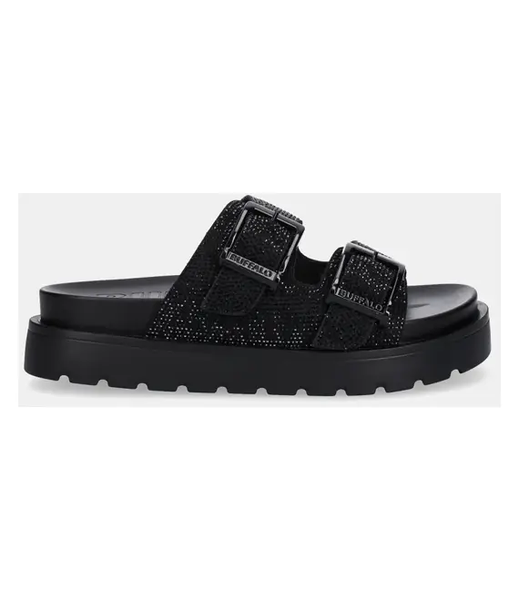 Παντόφλες Buffalo Raya Ari Spark χρώμα: μαύρο, 1602283-BLK