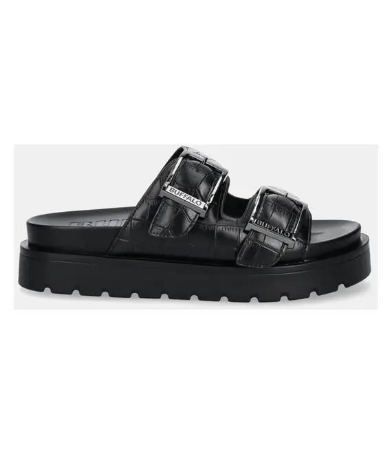 Παντόφλες Buffalo Raya Ari χρώμα: μαύρο, 1602289-BLK