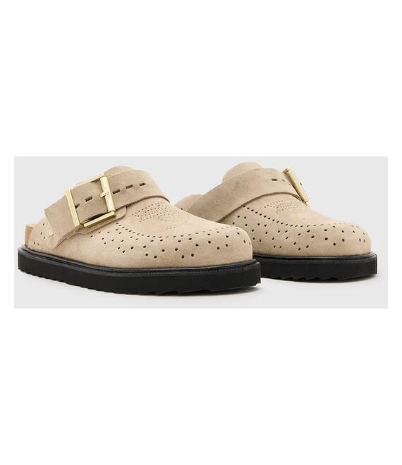 Παντόφλες σουέτ AllSaints Skye Mule γυναικείες, χρώμα: μπεζ, W046FC
