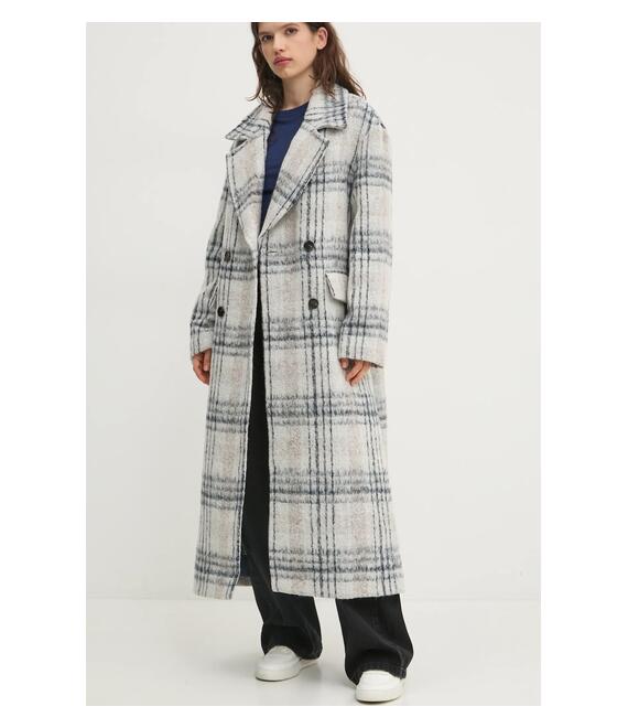 Παλτό από μείγμα μαλλιού Tommy Jeans χρώμα: γκρι, DW0DW20553