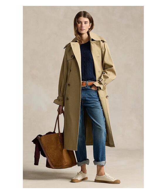 Βαμβακερή καμπαρντίνα Polo Ralph Lauren χρώμα: μπεζ, 211910358