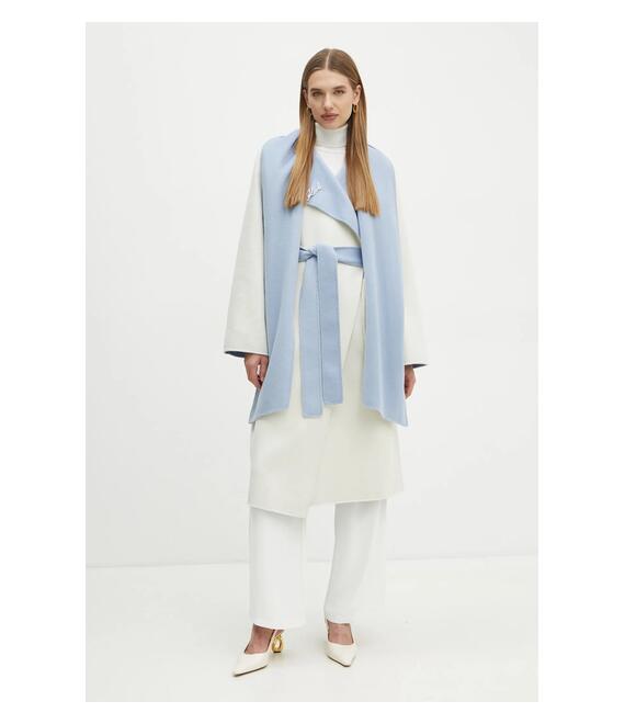 Μάλλινο παλτό διπλής όψης Karl Lagerfeld χρώμα: μπλε, A1W15018