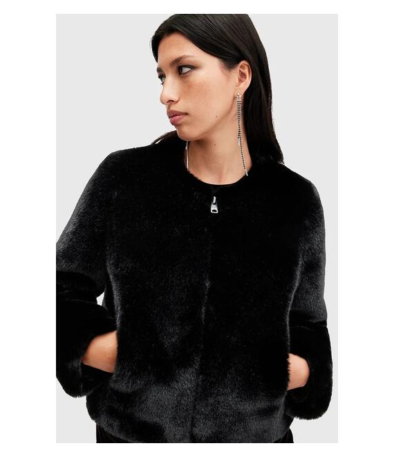 Μπουφάν AllSaints FLORENCE χρώμα: μαύρο, W060OB