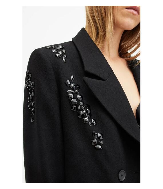 Μάλλινο παλτό AllSaints ELLEN χρώμα: μαύρο, W092OB