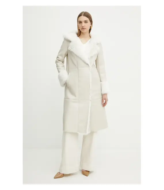 Παλτό Guess KLARISSA χρώμα: μπεζ, W5RL60 WH0U0