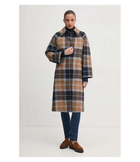 Μάλλινο παλτό Barbour χρώμα: καφέ, LWO0243BE31