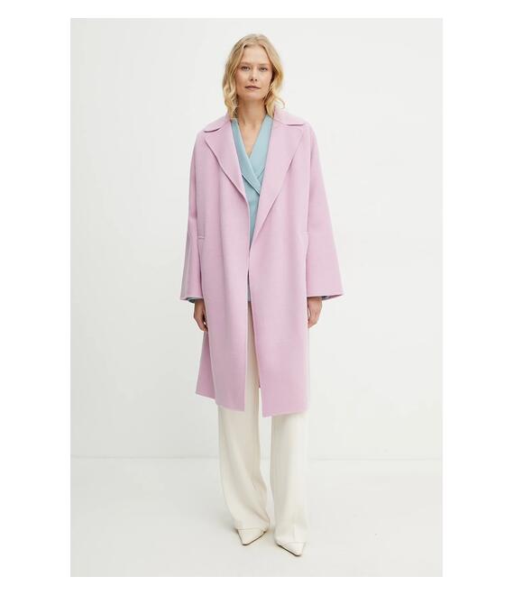 Μάλλινο παλτό Weekend Max Mara γυναικείο, χρώμα: ροζ, 2515011011600