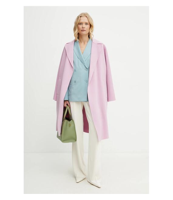 Μάλλινο παλτό Weekend Max Mara γυναικείο, χρώμα: ροζ, 2515011011600