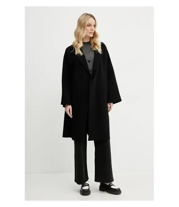 Μάλλινο παλτό Weekend Max Mara γυναικείο, χρώμα: μαύρο, 2515011011600