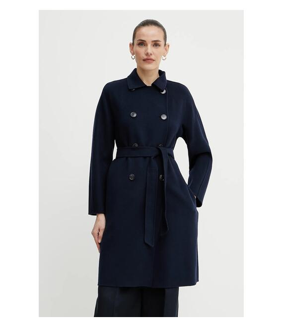 Μάλλινο παλτό Weekend Max Mara γυναικείο, χρώμα: ναυτικό μπλε, 2515011021600