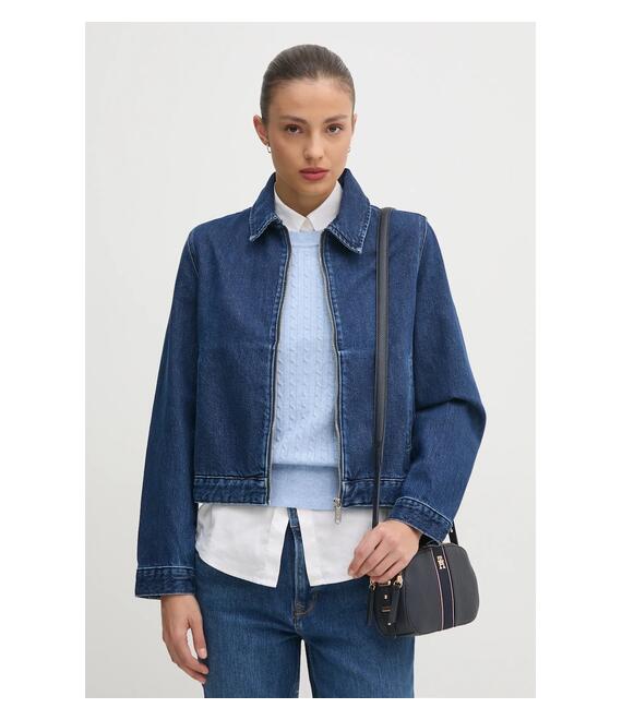 Τζιν μπουφάν Calvin Klein Jeans χρώμα: ναυτικό μπλε, J20J224545