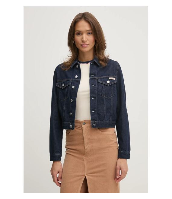 Τζιν μπουφάν Calvin Klein Jeans χρώμα: ναυτικό μπλε, J20J225066