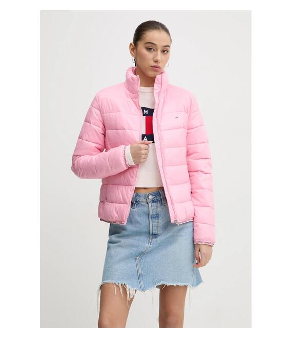 Μπουφάν Tommy Jeans χρώμα: ροζ, DW0DW19312