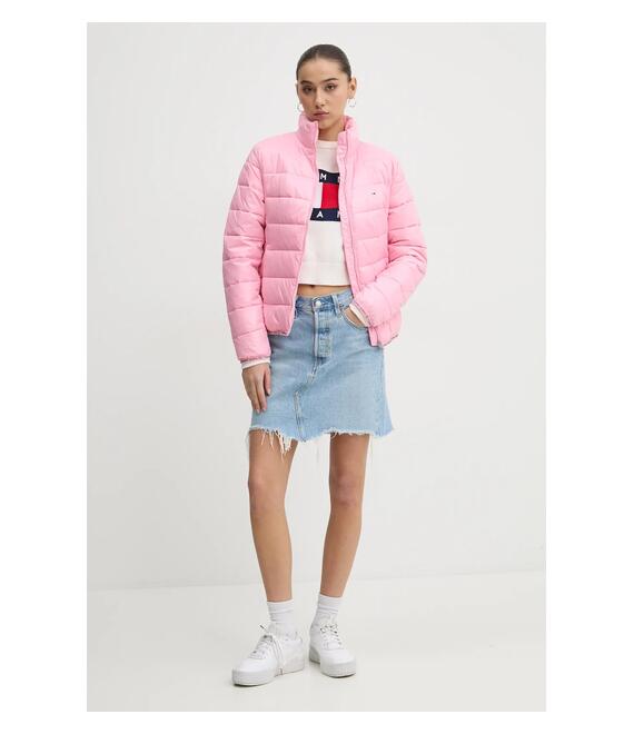 Μπουφάν Tommy Jeans χρώμα: ροζ, DW0DW19312