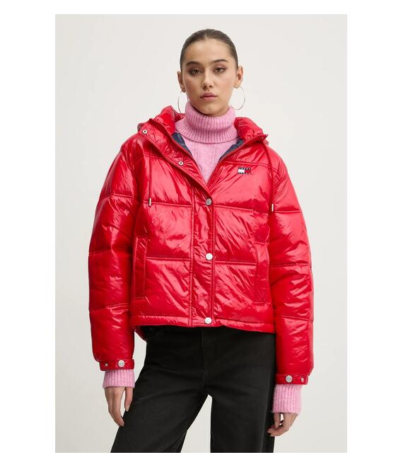 Μπουφάν Tommy Jeans χρώμα: κόκκινο, DW0DW20210