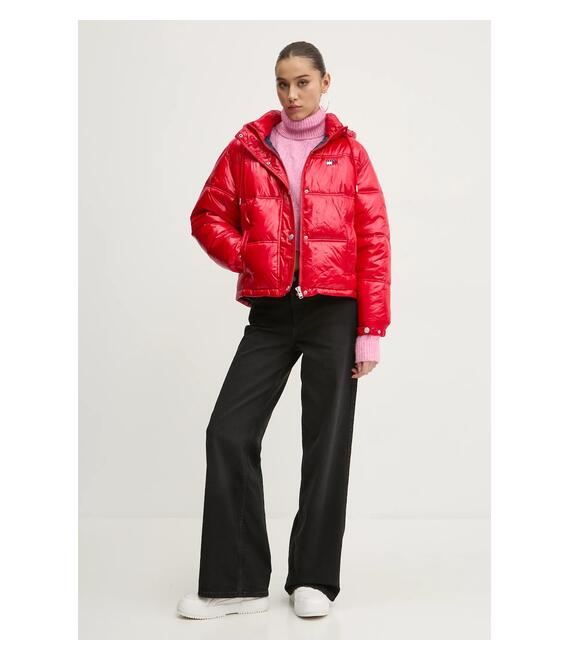 Μπουφάν Tommy Jeans χρώμα: κόκκινο, DW0DW20210
