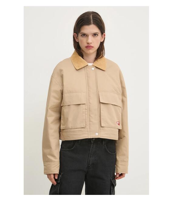 Μπουφάν Tommy Jeans χρώμα: μπεζ, DW0DW20544