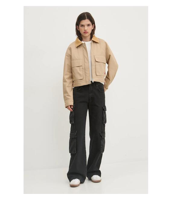 Μπουφάν Tommy Jeans χρώμα: μπεζ, DW0DW20544