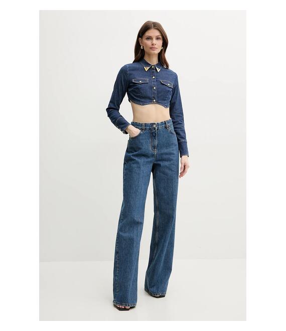 Τζιν πουκάμισο Elisabetta Franchi χρώμα: μπλε, CJ34D51E2