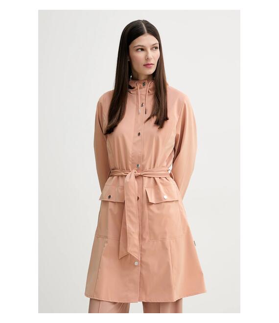 Μπουφάν Rains Curve Long Jacket W3 χρώμα: πορτοκαλί, 18130
