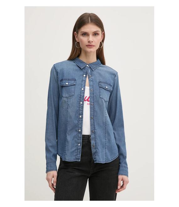 Τζιν πουκάμισο Guess χρώμα: μπλε, W5RH0H D4NA0