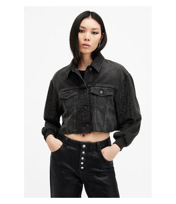 Βαμβακερό μπουφάν AllSaints ANDERS χρώμα: μαύρο, W117PB