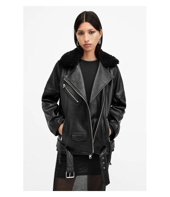 Δερμάτινο μπουφάν AllSaints VENDRA χρώμα: μαύρο, W136LB