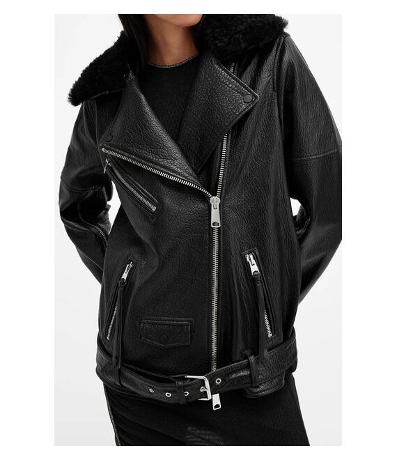 Δερμάτινο μπουφάν AllSaints VENDRA χρώμα: μαύρο, W136LB