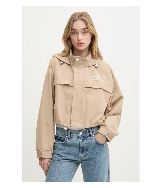 Μπουφάν Moschino Jeans χρώμα: μπεζ, 0605 3220