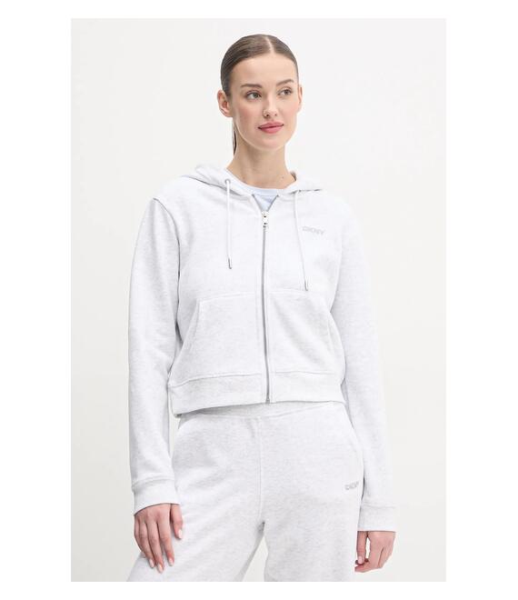 Μπλούζα Dkny χρώμα: γκρι, με κουκούλα, DP5J9508