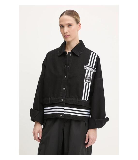 Τζιν μπουφάν adidas Originals DENIM TRACK TOP χρώμα: μαύρο, JJ3095