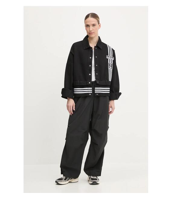 Τζιν μπουφάν adidas Originals DENIM TRACK TOP χρώμα: μαύρο, JJ3095