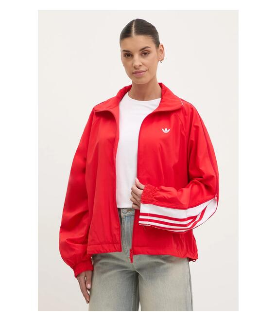 Μπουφάν adidas Originals WOVEN TT ZIP χρώμα: κόκκινο, JX9203