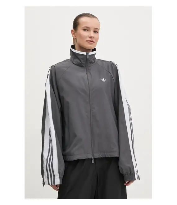 Μπουφάν adidas Originals WOVEN TT ZIP χρώμα: γκρι, JY8879