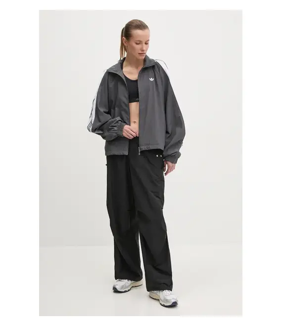 Μπουφάν adidas Originals WOVEN TT ZIP χρώμα: γκρι, JY8879