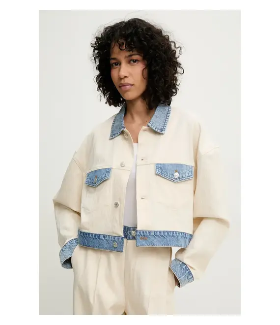 Μπουφάν Moschino Jeans χρώμα: μπεζ, 0509 3717