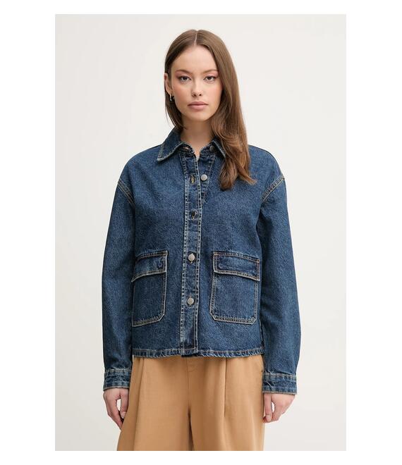 Βαμβακερό τζιν μπουφάν United Colors of Benetton χρώμα: μπλε, 296XDN07R